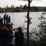 In the water, he/she goes....