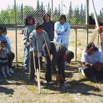 The kids get to check out the crutches.